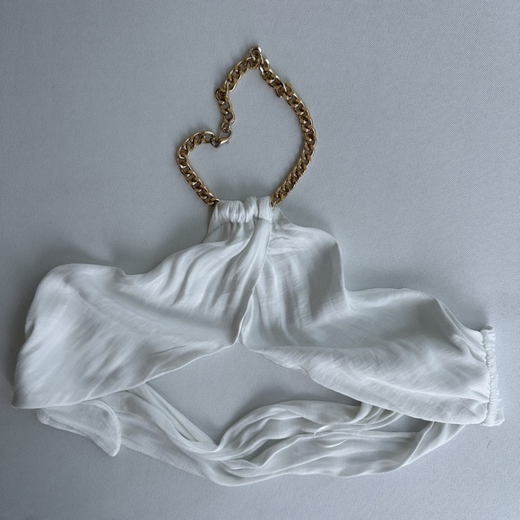 Glassons White Gold Chain Wrap Top - Picture 1 of 4